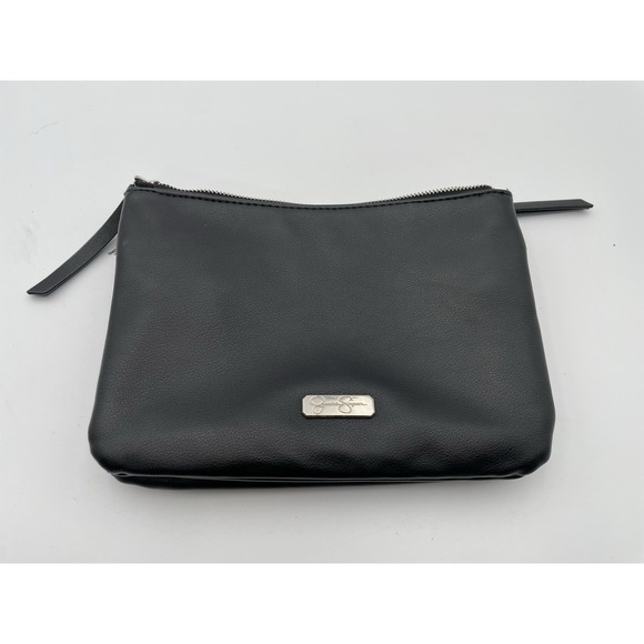 Jessica Simpson Beaded Clutch Purse Top Zip Close Black - Picture 1 of 9